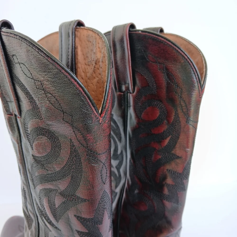 Dan Post Western Leather Cowboy Boots Cherry - Picture 3 of 9